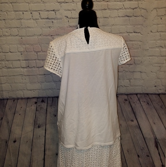 White Embroidered Floral Top Size Large by Elle - Picture 3 of 5